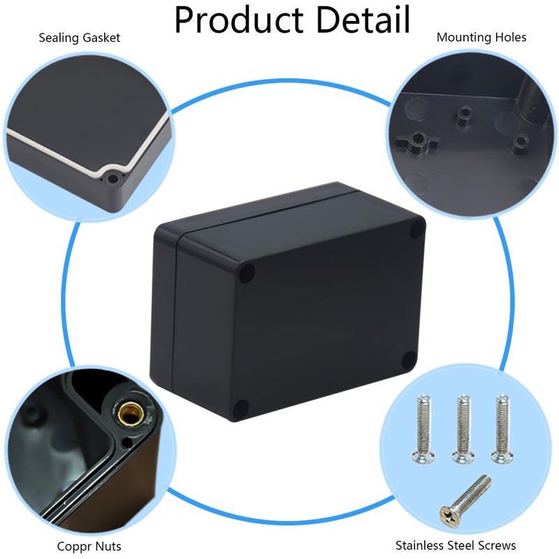 Raculety 2 Pack Project Box Waterproof Plastic Junction Box ABS IP65 Electronic Project Case Power Enclosure 3.94 x 2.68 x 1.97 inch (100 x 68 x 50 mm) - Image 5